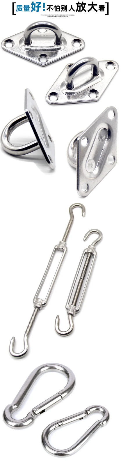 24pcs Sun Shade Sail Hardware Kit Heavy Duty Camping Tent Stainless Steel Sun Shade Sail Install Attachment Set Awning Accessory