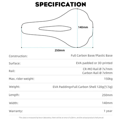 RYET Bike Saddle Ultralight Racing Full Carbon Seating Saddles 115g 7x9mm Road MTB Bicycle Seat Cushion Cycling Accessories