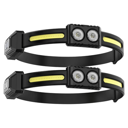 USB Rechargeable LED Sensor Headlamp XPE+COB Headlight Led Head Torch Camping Search Light Head Flashlight for Fishing Lantern
