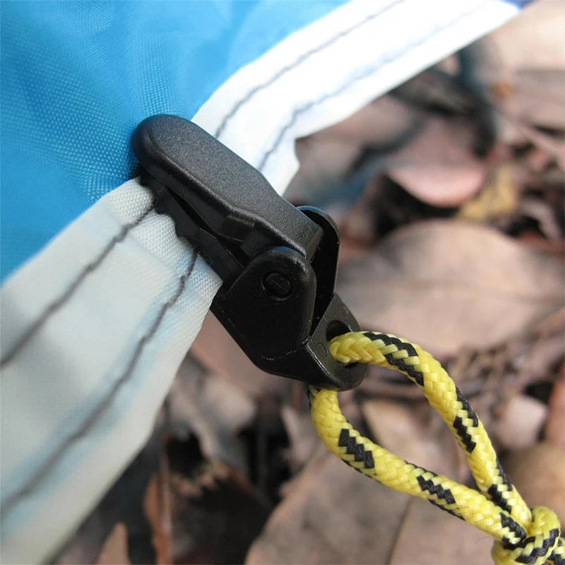 10pcs/lot travel outdoor camping plastic double hole tent rope adjustable buckle curtain alligator clip factory brand clip