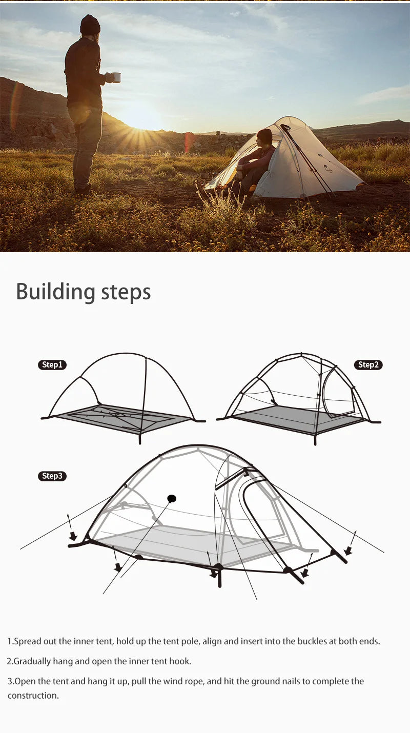 Naturehike Tent Cloud Up Series Ultralight Outdoor Camping Tent Waterproof Backpacking Cycling Tent Camping Tent With Floor Mat