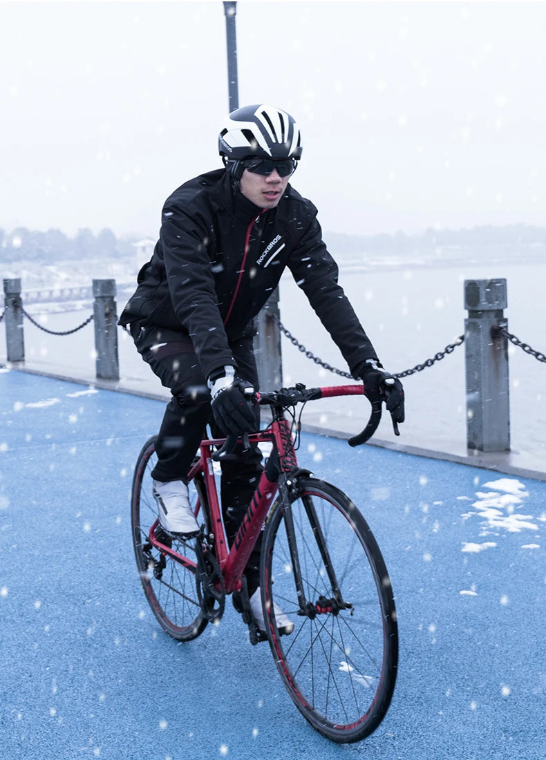 ROCKBROS Winter Cycling Pants Men Fleece Sport Reflective Trousers Keep Warm Thermal Bicycle Bike Mtb Pants Running Clothings