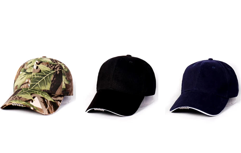 LED Lamp Cap Battery Powered Hat with LED Light Flashlight Headlamp for Outdoor Fishing Jogging Baseball Cap Hiking Caps