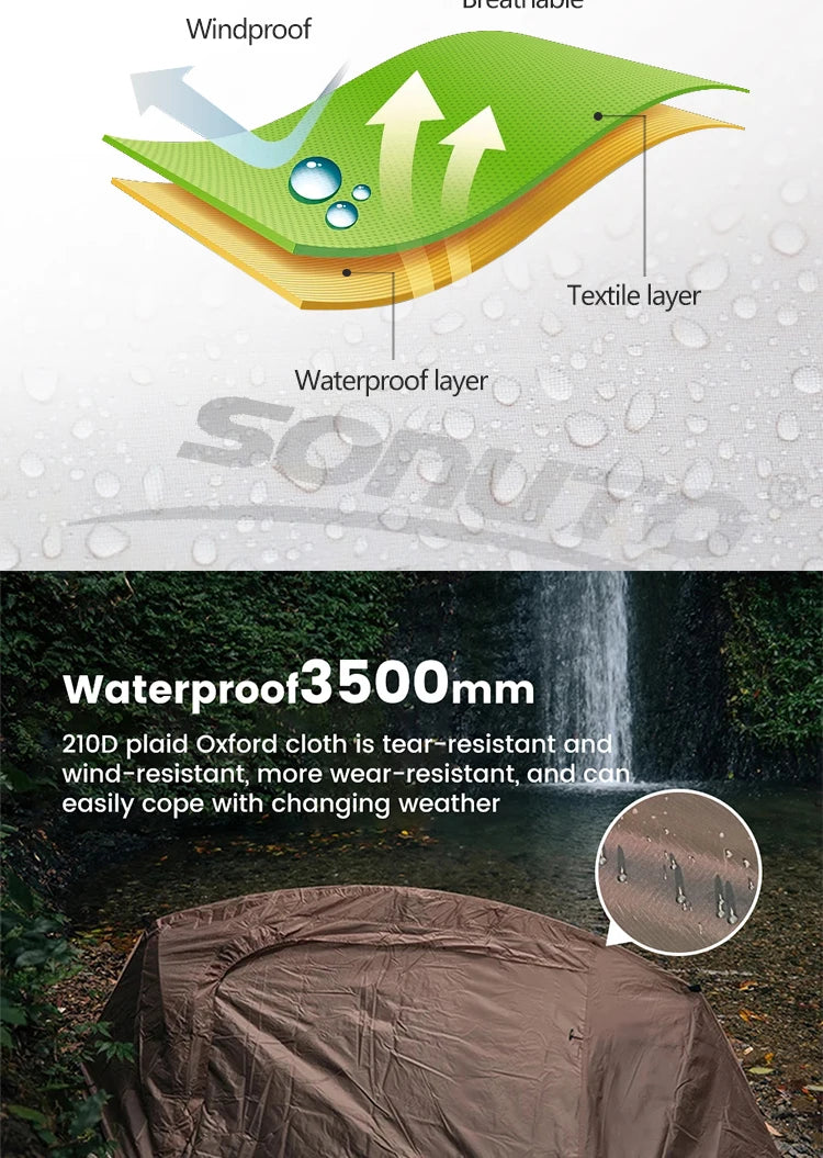 Sonuto-Lightweight Camping and Mountaineering Hiking Tent, Aluminum Alloy Poles, Waterproof and Mosquito Proof, Single Person