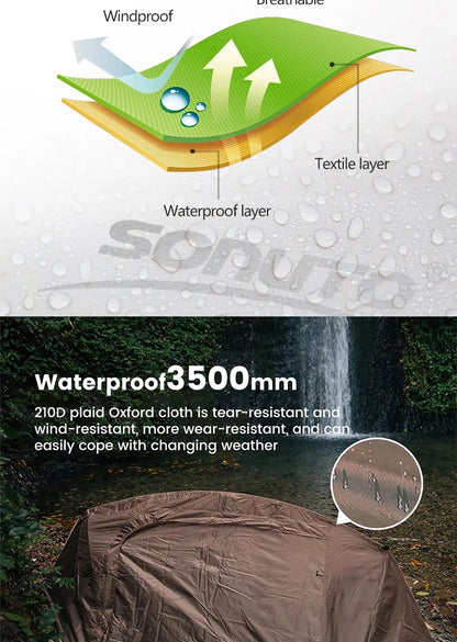 Sonuto-Lightweight Camping and Mountaineering Hiking Tent, Aluminum Alloy Poles, Waterproof and Mosquito Proof, Single Person