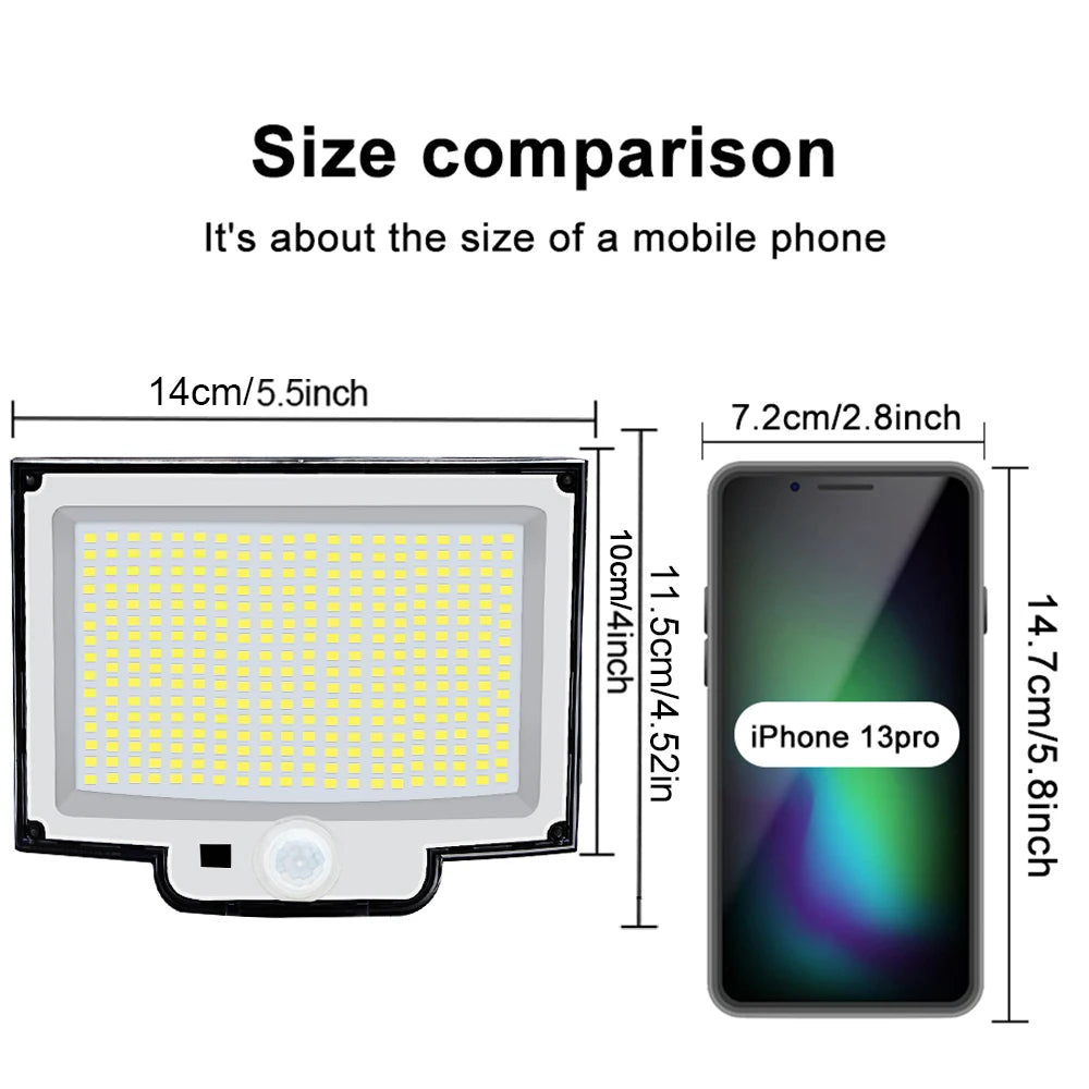 Solar Flood Lights Outdoor 106/318 LED Solar Motion Lights Remote Solar Security Lights Wall Lights Waterproof 3 Modes Garden