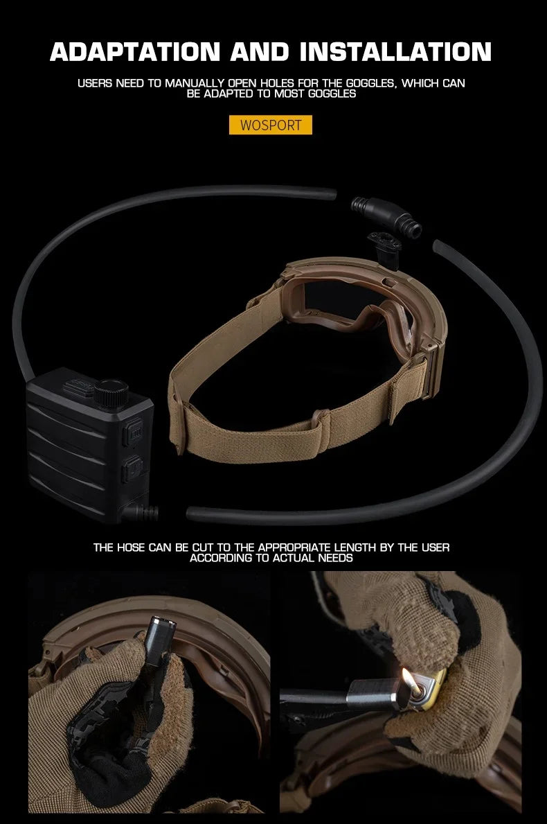 Tactical Goggles Defogging Fan Outdoor Hunting Shooting Airsoft Goggle Anti-fog Kit Hiking Ski Motorcycle Safety Protection Gear