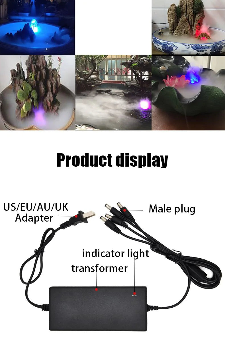5-in-1 Mist Maker Fogger Ultrasonic Humidifier Fountain Rockery Gardening Bonsai Aquarium Pond Decor Atomizer Atomizing Heads