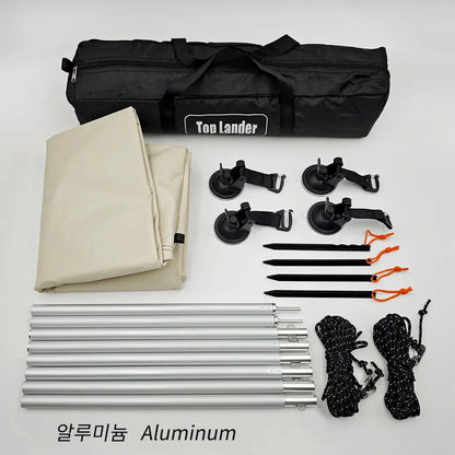 Manta Ray Car Side Awning Black Coating Tarp with Suction Cup Anchor Outdoor Camping Tourist SUV Tent Shade Waterproof Anti UV