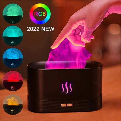 2024 USB Simulation Flame Night Light with Water Tank Humidifier Aroma Diffuser for Home Office Bedroom Atmosphere Desk Lamp New