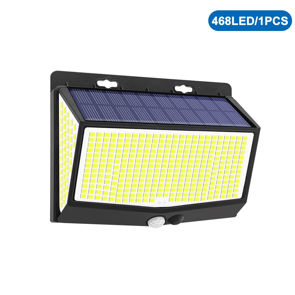 Outdoor Solar Light 468/208/138 LED Outdoor Solar Light LED Solar Security Lights Garden Waterproof 3 Modes Wall Lamp Fence Yard