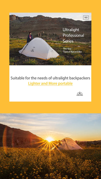 Naturehike Tent Cloud Up Series Ultralight Outdoor Camping Tent Waterproof Backpacking Cycling Tent Camping Tent With Floor Mat