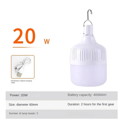 USB Portable Emergency Light Charging Hook LED Outdoor Adjustable 200W Tent Light, Barbecue Fishing Camping Light Bulb