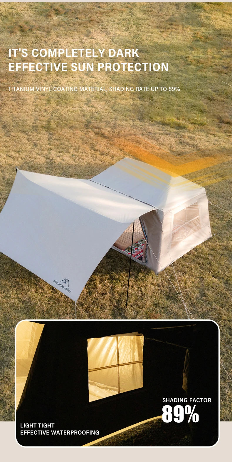 Outdoor Camping 3-4 Person Portable Waterproof Family Awning Beach Tent Quick Opening Fishing Tent Picnic Park Anti-UV Shade