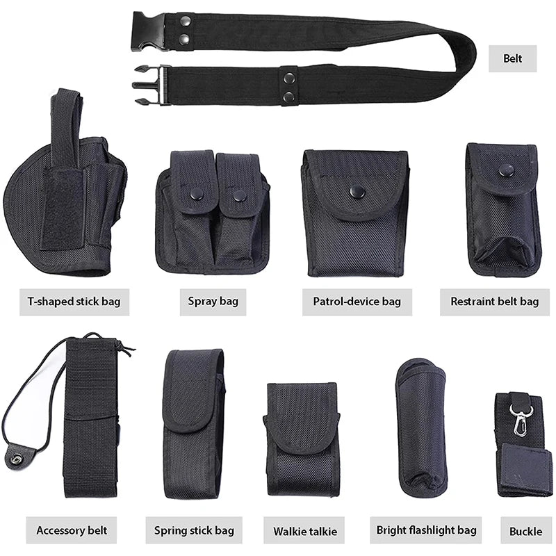 Outdoor tactical gun holster flashlight bag 10 in 1 multifunctional tool kit waist belt nylon Oxford cloth practical safety belt