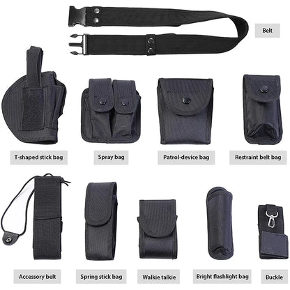 Outdoor tactical gun holster flashlight bag 10 in 1 multifunctional tool kit waist belt nylon Oxford cloth practical safety belt