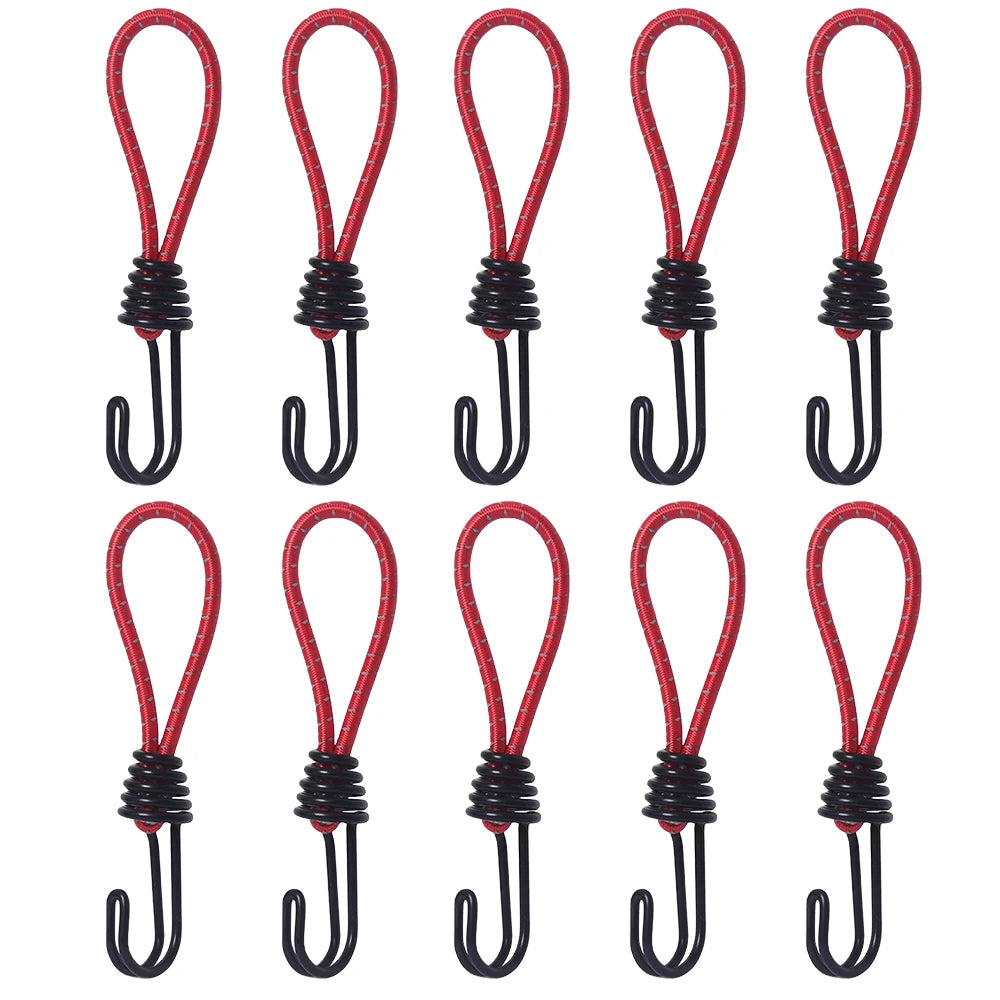 10pcs Tent Elastic Rope Cord Hook Versatile Outdoor Camping Canopy Tarp Tent Fixing Cord String Carabiner Hooks Accessories