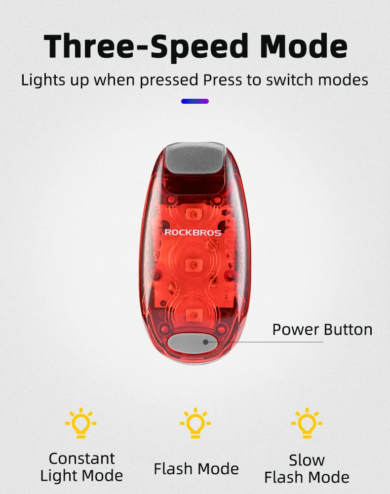 ROCKBROS Bike Rear Light  Bicycle Warning Tail Light Cycling Helmet Bag Taillight Lantern Water Repellent Mini Bike Accessories