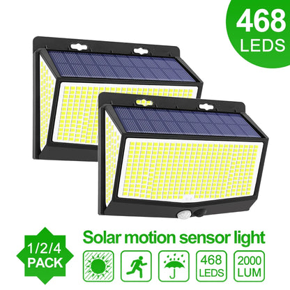 Outdoor Solar Light 468/208/138 LED Outdoor Solar Light LED Solar Security Lights Garden Waterproof 3 Modes Wall Lamp Fence Yard