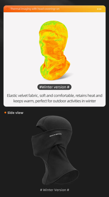 ROCKBROS Winter Face Mask Breathable Ski Cycling Scarf Running Training Balaclava Outdoor Sports Warm Winderproof Bike Equipment