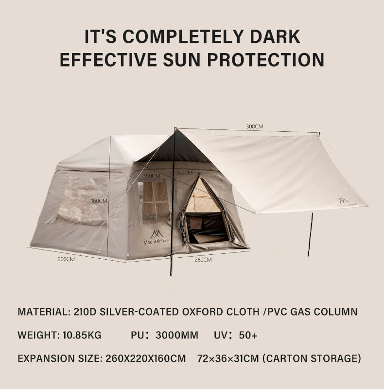 Outdoor Camping 3-4 Person Portable Waterproof Family Awning Beach Tent Quick Opening Fishing Tent Picnic Park Anti-UV Shade