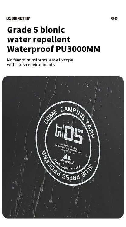 ShineTrip Outdoor Silver Coated Canopy Rainproof And Sunscreen Self-driving PU3000MM Waterproof Camping Sunshade Tent Dome