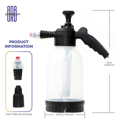 Continuous Hand Pump Pressure Sprayer, Hand held Garden Sprayer for Home, Lawn, Garden, Car Detailing and More, 2 L / 0.5 Gallon