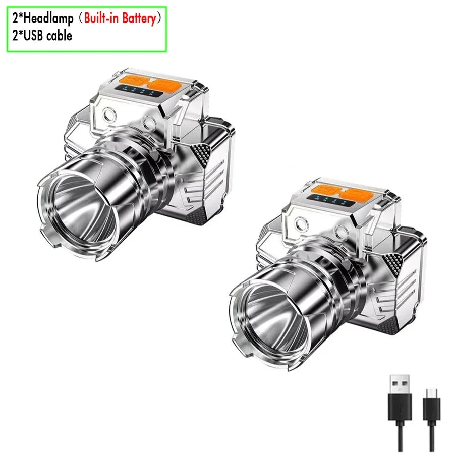 Rechargeable LED Headlamp Super Bright with 5 Modes Zoom Torch Head Lamp Motion Sensor Head Lights For Camping Running Cycling