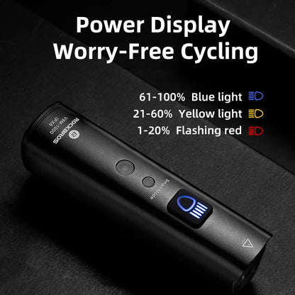ROCKBROS 1000LM Bike Light Smart Vibration Light Sensing Bicycle Front Light IPX6 Type-C MTB Road Headlebar Cycling Headlights