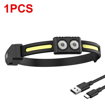 USB Rechargeable LED Sensor Headlamp XPE+COB Headlight Led Head Torch Camping Search Light Head Flashlight for Fishing Lantern