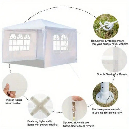 10'x 10'Party Wedding Tent Outdoor Gazebo Canopy Tent Heavy Duty w/3 Sidewalls