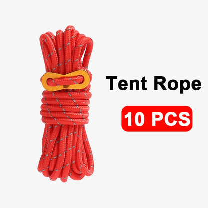 4mm Bold Sturdy Tent Rope High Reflective Luminous Windproof Tent Rope with Double Eye Buckle for Outdoor Camping,Dry,Bundle,Fix