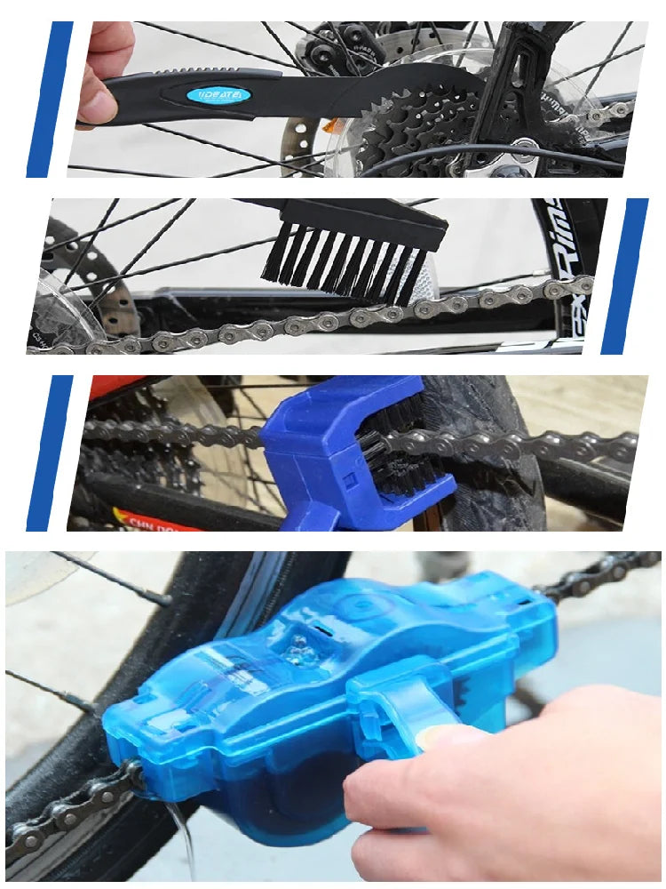 Portable Bicycle Chain Cleaner Bike Brushes Scrubber Wash Tool Mountain Cycling Cleaning Kit Outdoor Accessory