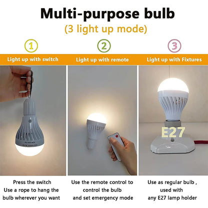 LED Camping Light E27 B22 Rechargeable Wireless Bulb Portable Lantern Light Emergency workshop Home Lamp For Outdoor Tent Lamp