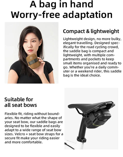 ROCKBROS Cycling Bag 0.35L Mini Portable Bike Tail Bag MTB Mountain Road Bike Tool kit Repair Bag Bicycle Bag Accessories