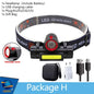ZHIYU Portable Mini Flashlight Q5+COB Led Headlamp High Power Rechargeable Built-in Battery Outdoor Camping Fishing Headlight