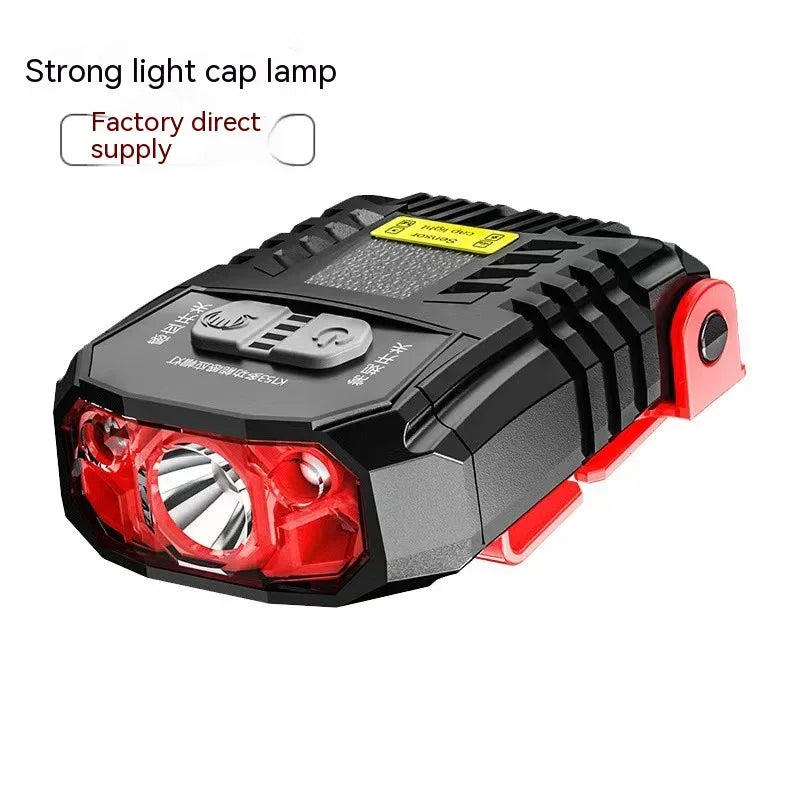 LED Strong Light Cap Clip Lamp Sensor Headlamp USB Rechargeable Waterproof Headlight Camping Hiking Fishing Emergency Work Light