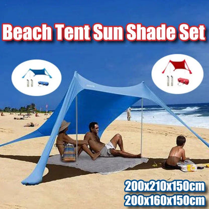 Outdoor Beach Sun Shade Portable UV Protection Family Camping Beach Tent Canopy with Storage Bag for Beach Camping Party Picnic