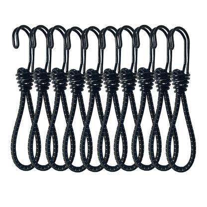 10Pcs Bungee Cord Hooks Anti-Rust Paint Spiral Wire Hooks with Separable Reflective Elastic Rope Hooks for Camping Trucks Tent