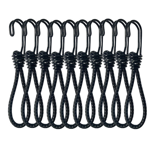 10Pcs Bungee Cord Hooks Anti-Rust Paint Spiral Wire Hooks with Separable Reflective Elastic Rope Hooks for Camping Trucks Tent