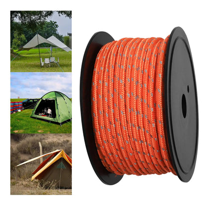 30M 6mm Reflective Tent Rope Guylines Luminous Camping Tent Rope Canopy for Outdoor Travel Canopy Guy Line