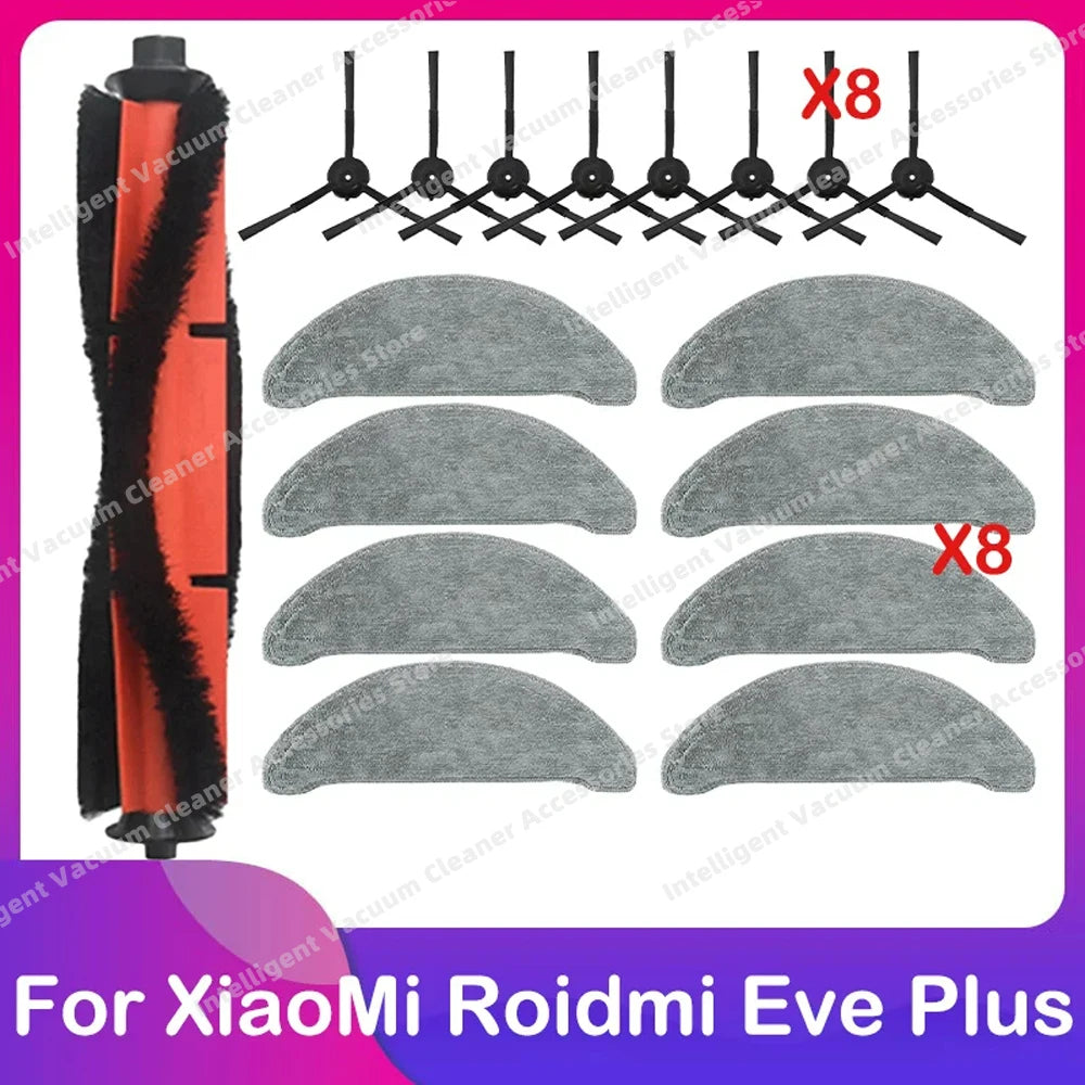 Compatible for Xiaomi Roidmi Eve Plus Robot Vacuum Cleaner Spare Main Side Brush HEPA Filter Dust Bag Mop Cloth Parts
