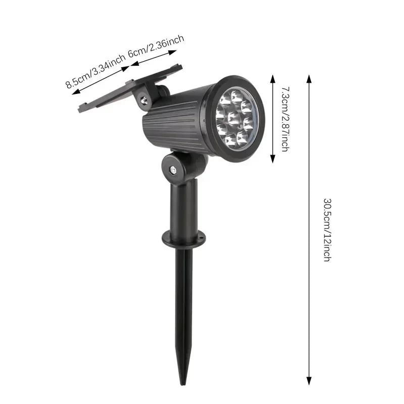 KDULIT 1-2PCS 9LED Solar Powered Lawn Lamp Adjustable Outdoor IP65 Waterproof Garden Courtyard Decoration Street Lamp Spotlight