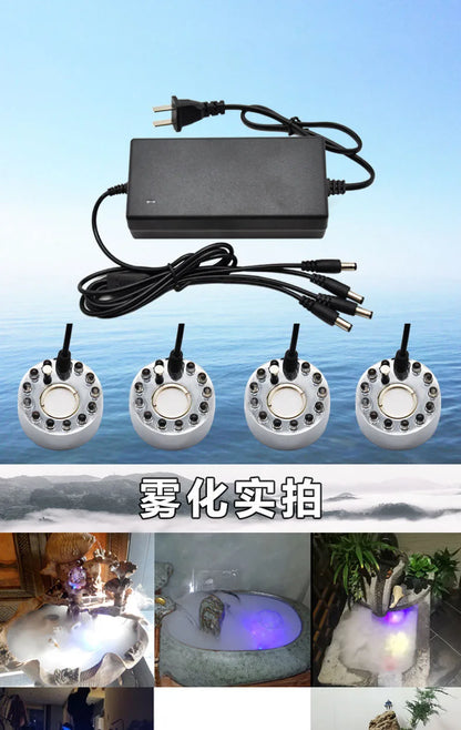 5-in-1 Mist Maker Fogger Ultrasonic Humidifier Fountain Rockery Gardening Bonsai Aquarium Pond Decor Atomizer Atomizing Heads