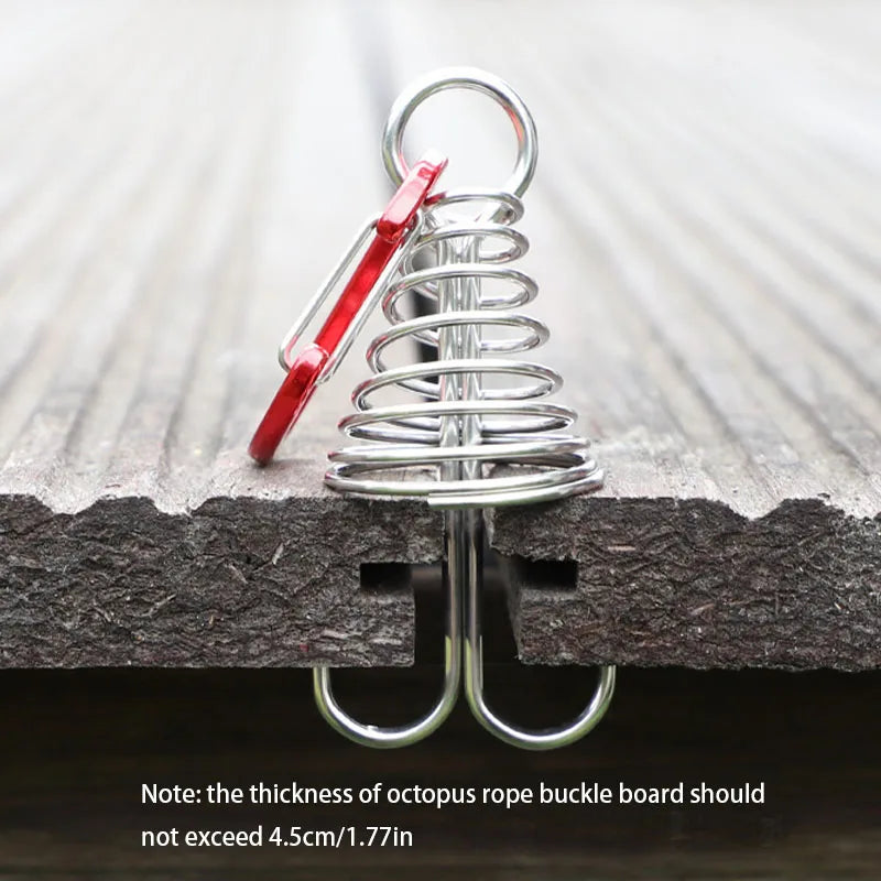 4pcs  outdoor camping octopus wind rope fixing buckle wooden deck gap fixing nail with spring tent wind rope hook