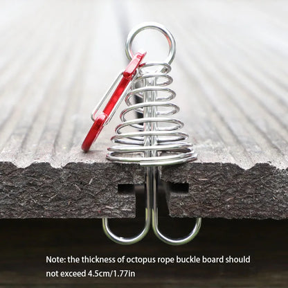 4pcs  outdoor camping octopus wind rope fixing buckle wooden deck gap fixing nail with spring tent wind rope hook