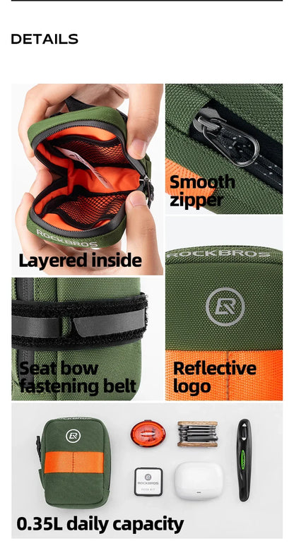 ROCKBROS Cycling Bag 0.35L Mini Portable Bike Tail Bag MTB Mountain Road Bike Tool kit Repair Bag Bicycle Bag Accessories