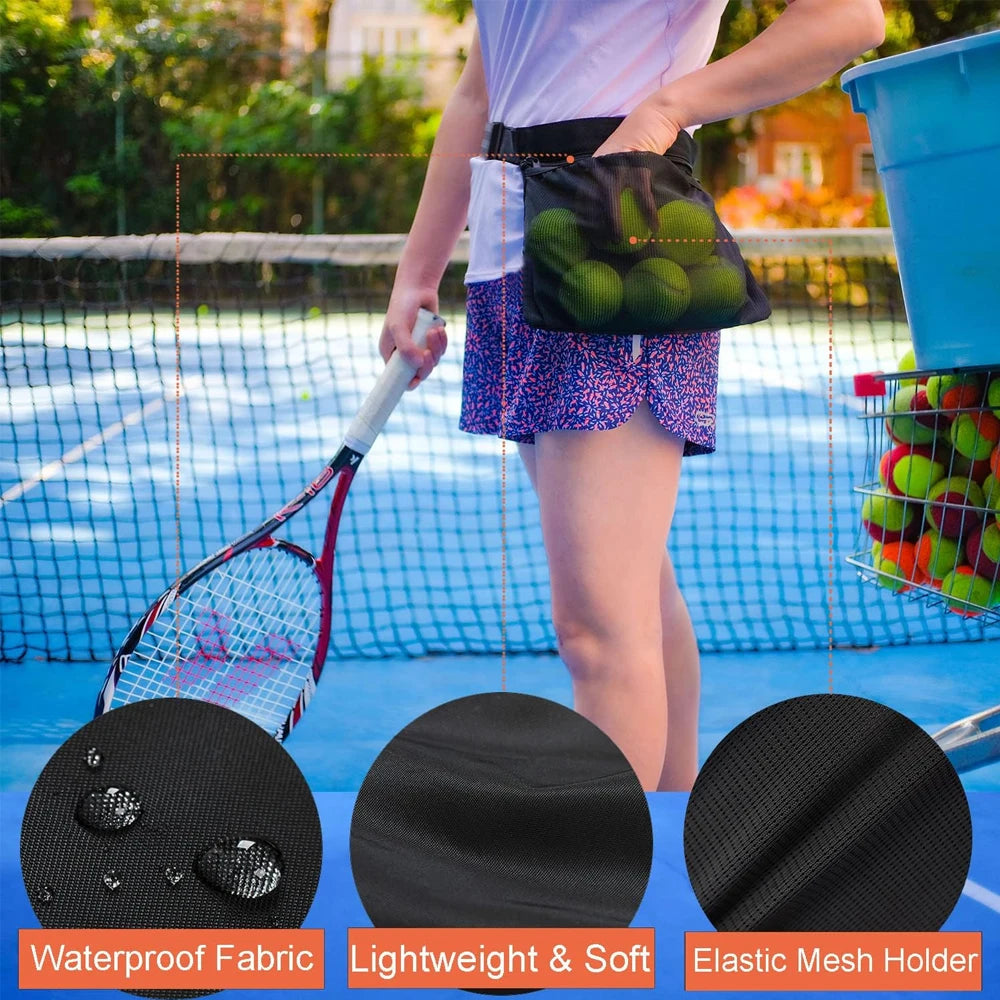 Tennis Ball Holder, Pickleball Ball Wasit Pouch for Women Men Holding 8 Tennis or Pickleball Balls,Tennis & Pickleball Accessory