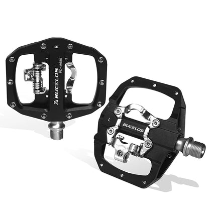 BUCKLOS Mountain Bike Pedals 3 Sealed Bearing PD-M680 Dual Clipless Flat & Lock Pedal Aluminum Cycling Pedals Fit Shimano SPD