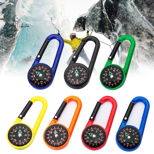 Mixed Colour Outdoor Camping Hiking Tactical Survival Mini Compass Carabiner Children's Toy Compass Small Gift
